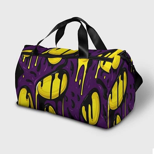 Спортивная сумка Желтые яркие пятна краски на фиолетовом / 3D-принт – фото 2