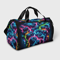 Сумки спортивные Трещины и неон, цвет: 3D-принт