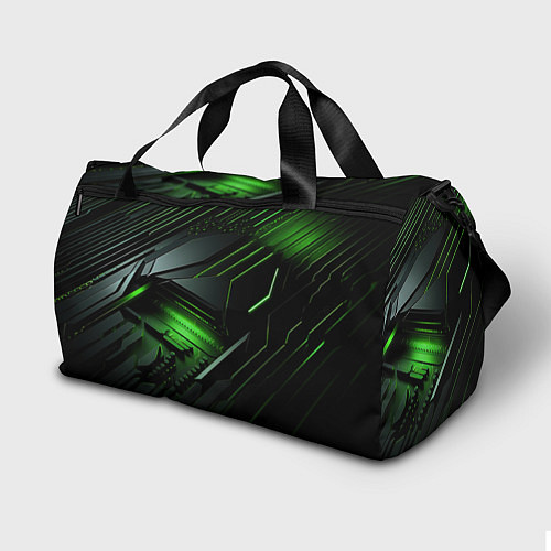 Спортивная сумка Металл и зеленый яркий неоновый свет / 3D-принт – фото 2