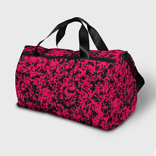 Спортивная сумка Пятнистый яркий чёрно-розовый / 3D-принт – фото 2