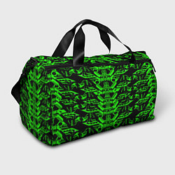 Спортивная сумка Зелёная техно-броня на чёрном фоне