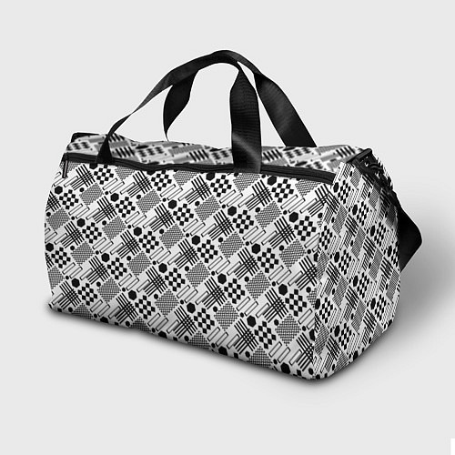 Спортивная сумка Современный черно белый геометрический узор / 3D-принт – фото 2