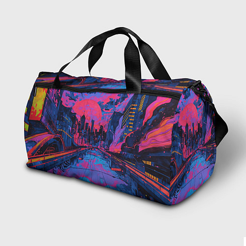 Спортивная сумка Город в психоделических цветах / 3D-принт – фото 2