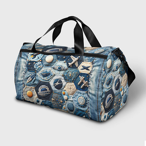Спортивная сумка Пэчворк с авиацией / 3D-принт – фото 2