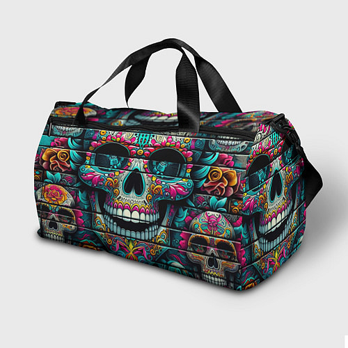 Спортивная сумка Cool skull - graffiti ai art / 3D-принт – фото 2