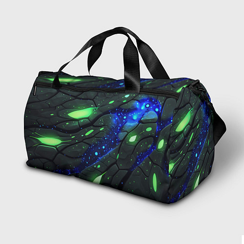 Спортивная сумка Разлом плит с зеленым свечением / 3D-принт – фото 2