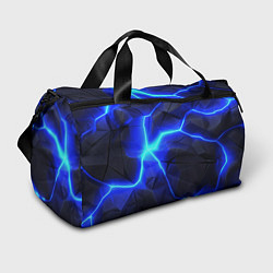 Сумки спортивные Темные плиты и синий неон, цвет: 3D-принт