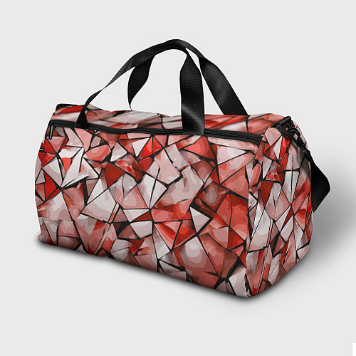 Спортивная сумка Чёрно-красная абстракция и чёрные полосы / 3D-принт – фото 2