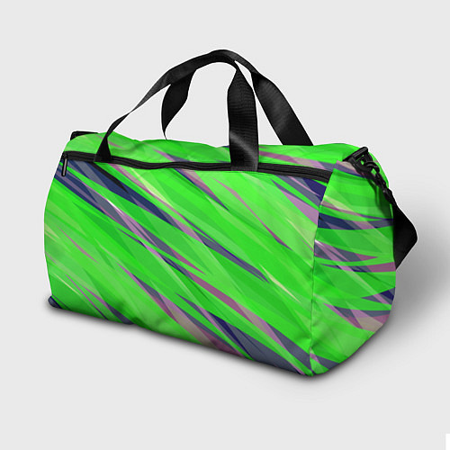 Спортивная сумка Зелёный и фиолетовый абстрактные полосы / 3D-принт – фото 2