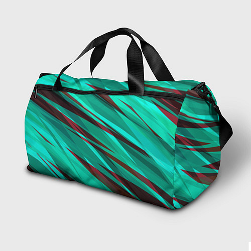 Спортивная сумка Бирюзовый и бордовый абстрактные полосы / 3D-принт – фото 2