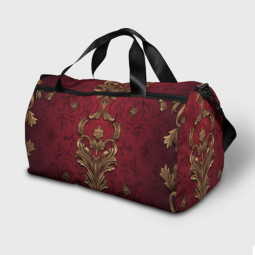 Спортивная сумка Объемный золотой узор лепнины на красном текстурно / 3D-принт – фото 2