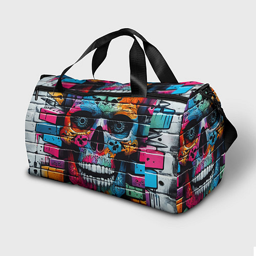 Спортивная сумка Crazy color skull - graffiti / 3D-принт – фото 2