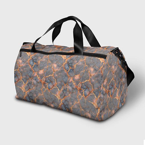 Спортивная сумка Текстура треснувшего темно-серого мрамора / 3D-принт – фото 2
