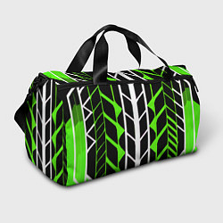 Спортивная сумка Бело-зелёные линии на чёрном фоне