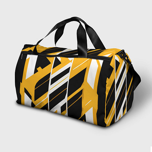 Спортивная сумка Black and yellow stripes on a white background / 3D-принт – фото 2