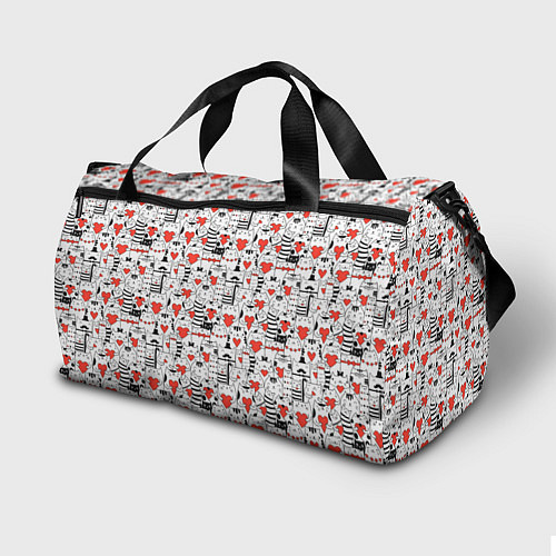 Спортивная сумка Котики держат сердечки / 3D-принт – фото 2