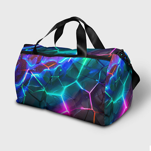 Спортивная сумка Яркие неоновые радужные разбитые плиты / 3D-принт – фото 2