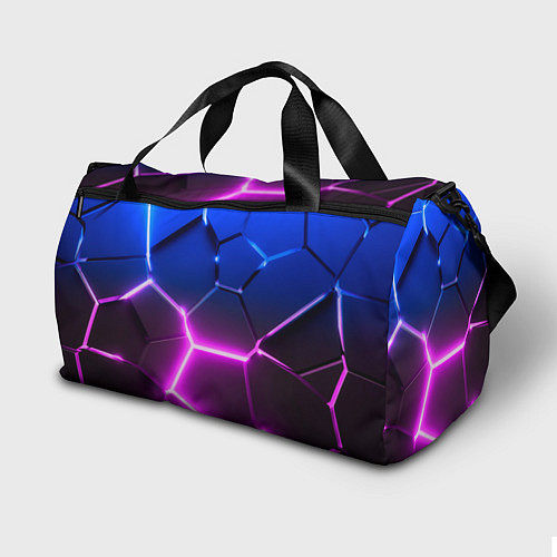 Спортивная сумка Синие плиты с розовым свечением / 3D-принт – фото 2