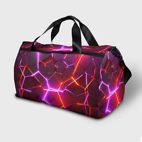 Спортивная сумка Красные плиты с фиолетовым свечением / 3D-принт – фото 2
