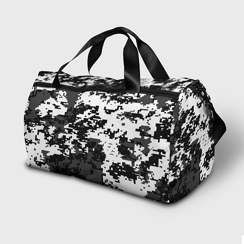Спортивная сумка Камуфляжные пиксели чёрно белый / 3D-принт – фото 2