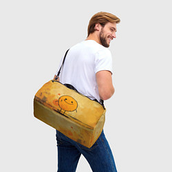 Сумки спортивные Забавный колобок-смайлик на оранжевом, цвет: 3D-принт — фото 2