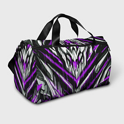 Сумки спортивные Фиолетово-белые ломаные клыки, цвет: 3D-принт