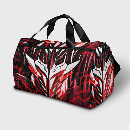 Спортивная сумка Агрессивная красно-белая абстракция на чёрном фоне / 3D-принт – фото 2