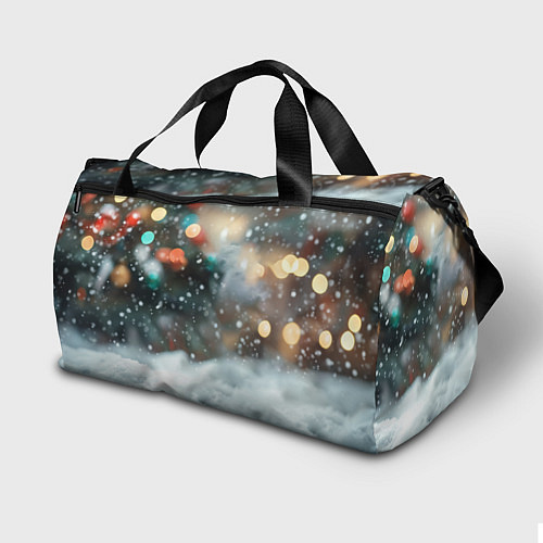 Спортивная сумка Новогодний котенок и снег / 3D-принт – фото 2