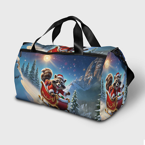 Спортивная сумка Енот на санях / 3D-принт – фото 2