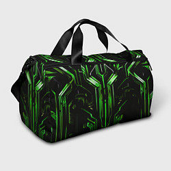 Спортивная сумка Green stripes on a black background