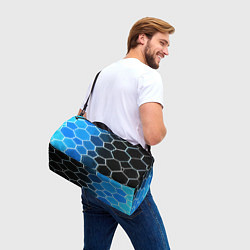 Сумки спортивные Белые шестиугольники на чёрно-синем фоне, цвет: 3D-принт — фото 2