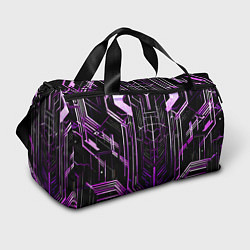 Сумки спортивные Purple lines on a black background, цвет: 3D-принт