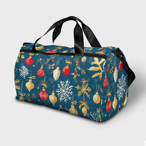 Спортивная сумка Ёлочные игрушки и снежинки / 3D-принт – фото 2