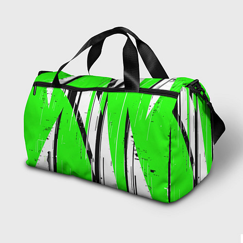 Спортивная сумка Black and white vertical stripes on a green backgr / 3D-принт – фото 2