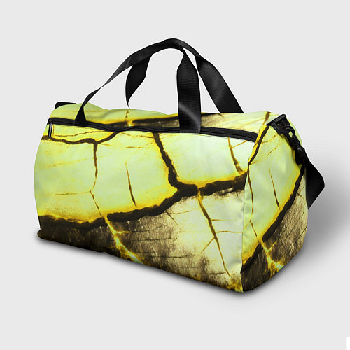Спортивная сумка Трещины на абстрактном жёлтом фоне / 3D-принт – фото 2
