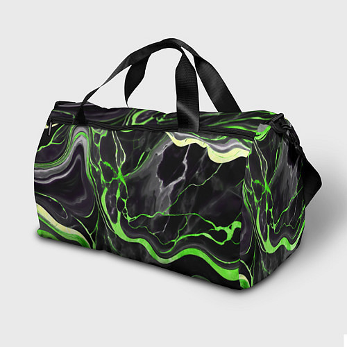 Спортивная сумка Зелёно-чёрный мрамор / 3D-принт – фото 2