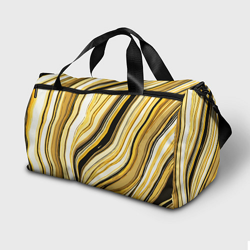 Спортивная сумка Волнистые вертикальные чёрно-жёлтые полосы / 3D-принт – фото 2