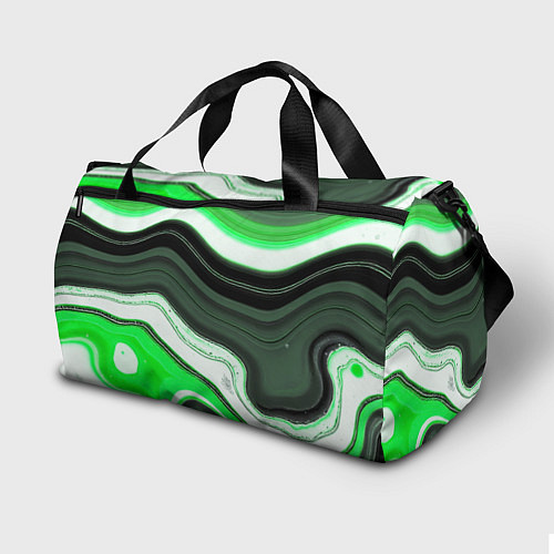 Спортивная сумка Волнистые горизонтальные чёрно-зелёные полосы на б / 3D-принт – фото 2