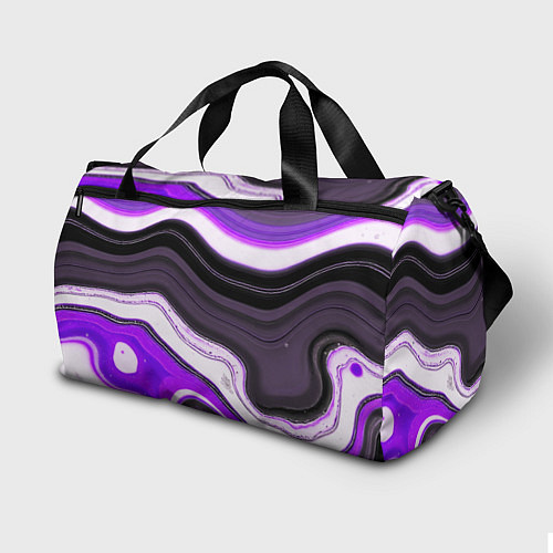 Спортивная сумка Волнистые горизонтальные чёрно-фиолетовые полосы н / 3D-принт – фото 2
