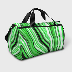 Сумки спортивные Волнистые вертикальные чёрно-зелёные полосы, цвет: 3D-принт