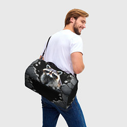 Сумки спортивные Енот на черном, цвет: 3D-принт — фото 2