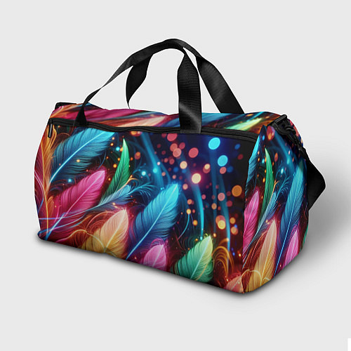 Спортивная сумка Яркие красочные неоновые перья / 3D-принт – фото 2