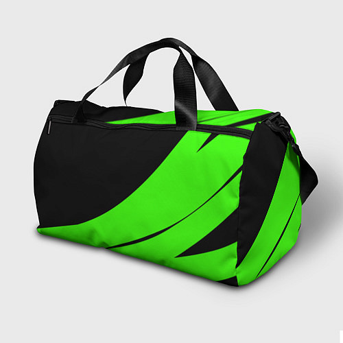 Спортивная сумка Чёрный с зелёным двуцветный / 3D-принт – фото 2