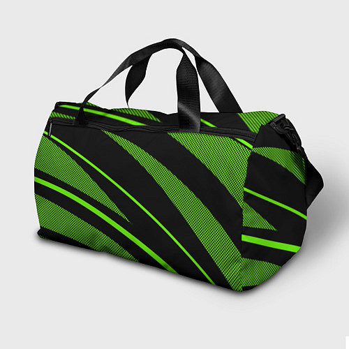 Спортивная сумка Чёрно-зелёный абстрактные полосы / 3D-принт – фото 2