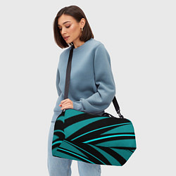 Сумки спортивные Чёрный с голубым полосы текстура, цвет: 3D-принт — фото 2
