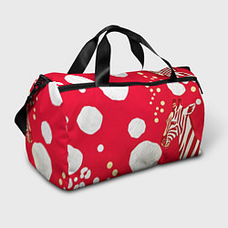 Сумки спортивные Зебра на алом фоне, цвет: 3D-принт