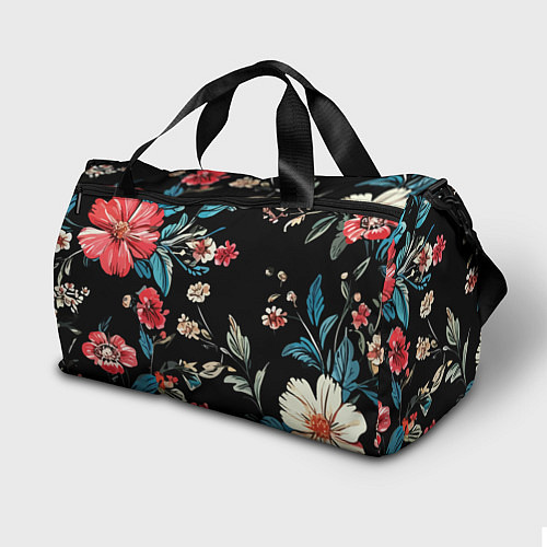 Спортивная сумка Цветы старинный узор / 3D-принт – фото 2