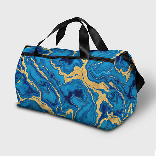 Спортивная сумка Синий мрамор с золотом / 3D-принт – фото 2