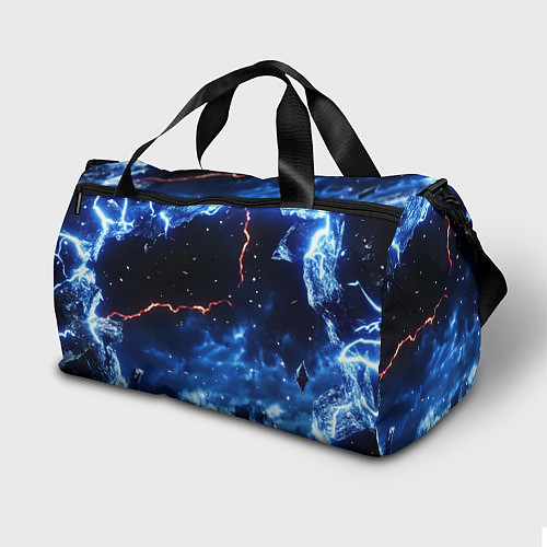Спортивная сумка Звезды и молнии в разломе плит / 3D-принт – фото 2