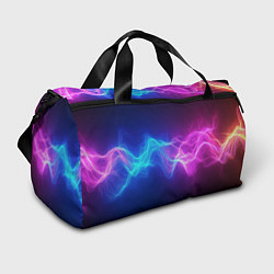 Сумки спортивные Звуковая волна неоновый узор, цвет: 3D-принт